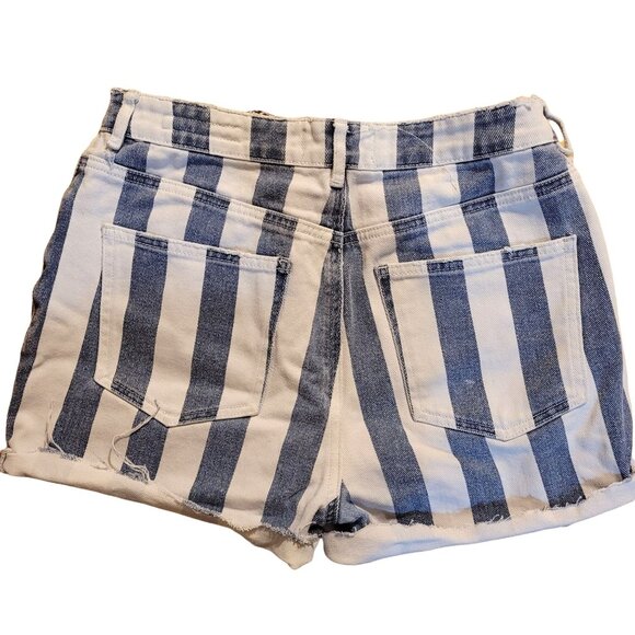 Vintage 90s PacSun Junior's Size 27 Retro Cut off Denim Shorts Mom Jean Striped - Picture 2 of 10